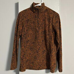 Lands'‎ End Animal Print 1/4 Zip Fleece Pull-over Women's Size S